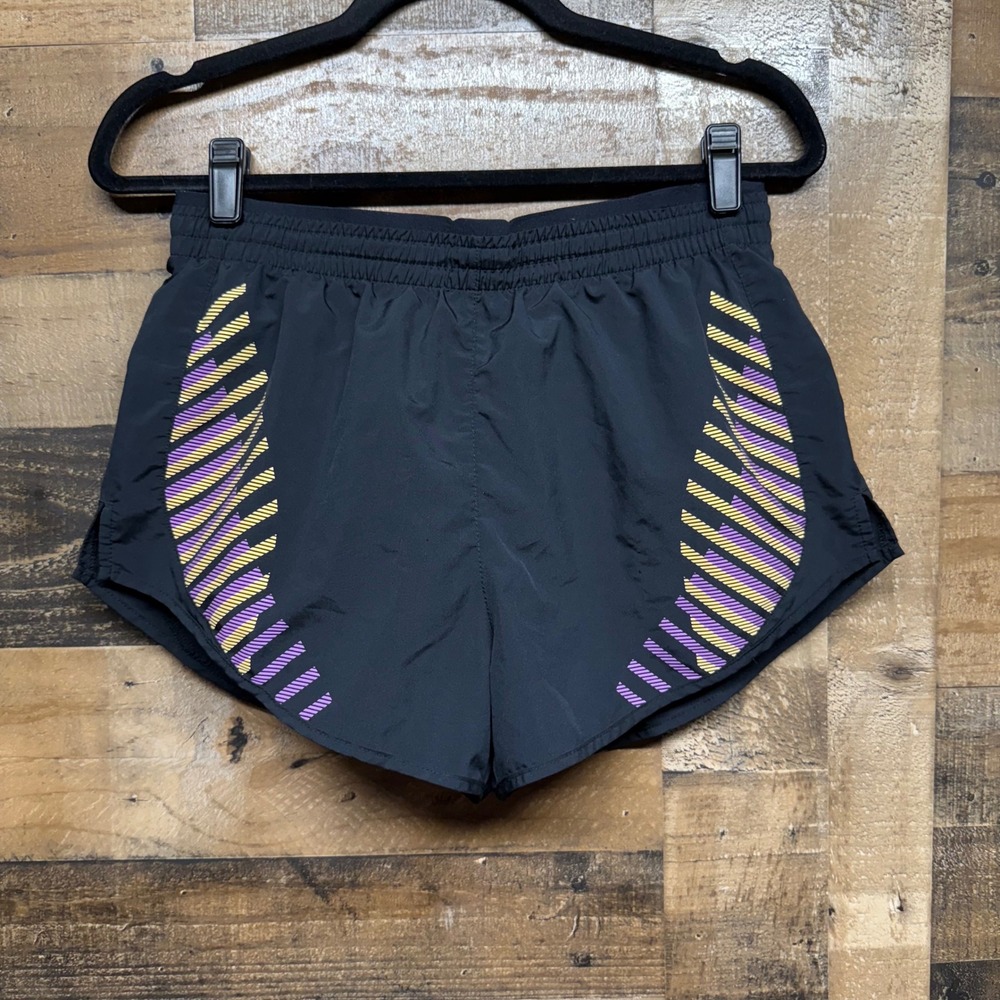 Nike Dri-FIT Running Shorts Women's Small Black Purple Gold Athletic Gym